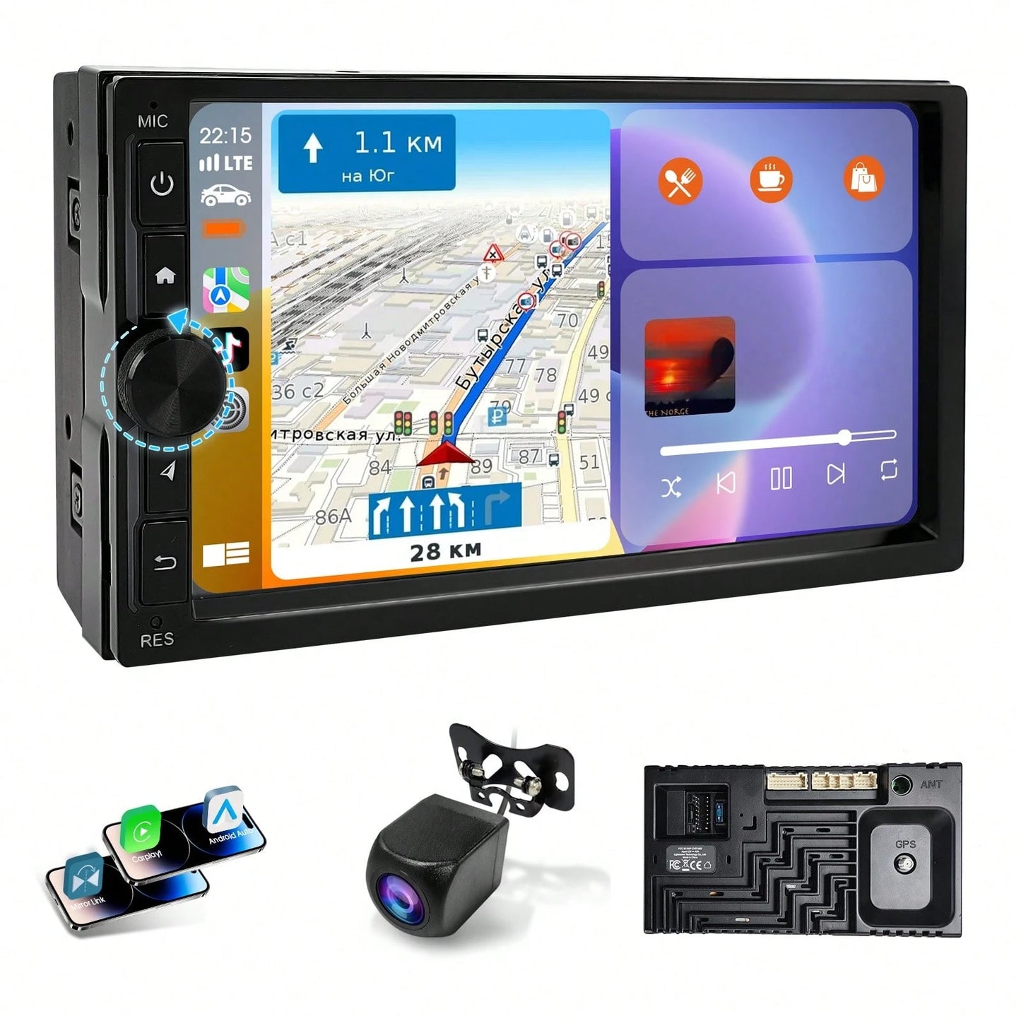 Haudio 2+32GB Android 13 Car Stereo Double 2 Din Carplay Android Auto, 7 Inch Touchscreen Car Radio With GPS Navigation WiFi FM USB SWC Mirror Link Mic MP5 Player+Backup