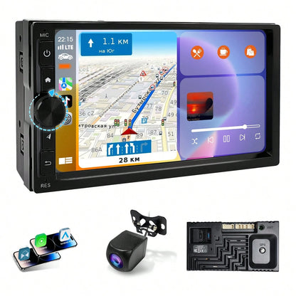 Haudio 2+32GB Android 13 Car Stereo Double 2 Din Carplay Android Auto, 7 Inch Touchscreen Car Radio With GPS Navigation WiFi FM USB SWC Mirror Link Mic MP5 Player+Backup
