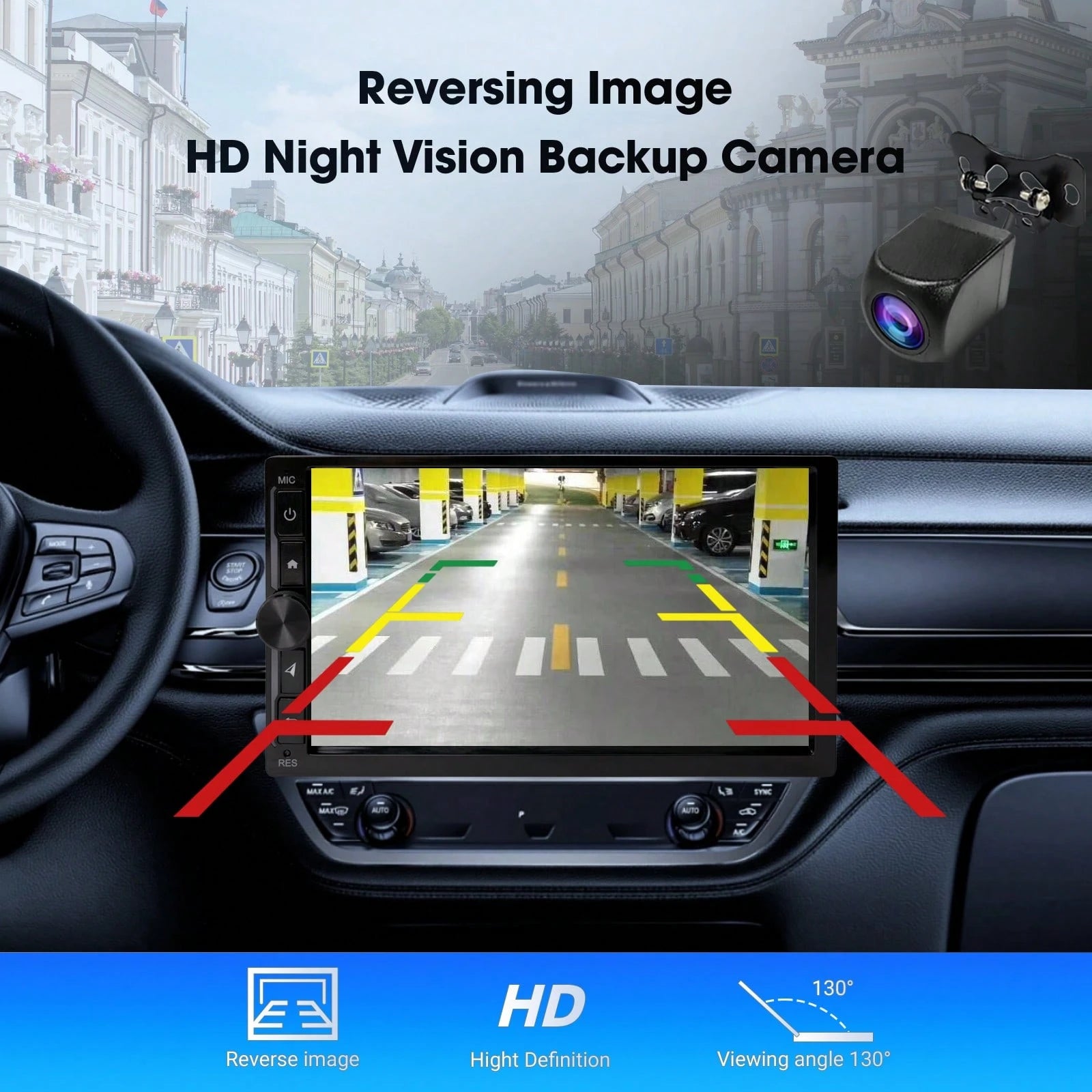 Haudio 2+32GB Android 13 Car Stereo Double 2 Din Carplay Android Auto, 7 Inch Touchscreen Car Radio With GPS Navigation WiFi FM USB SWC Mirror Link Mic MP5 Player+Backup