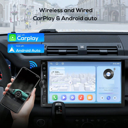Haudio 2+32GB Android 13 Car Stereo Double 2 Din Carplay Android Auto, 7 Inch Touchscreen Car Radio With GPS Navigation WiFi FM USB SWC Mirror Link Mic MP5 Player+Backup