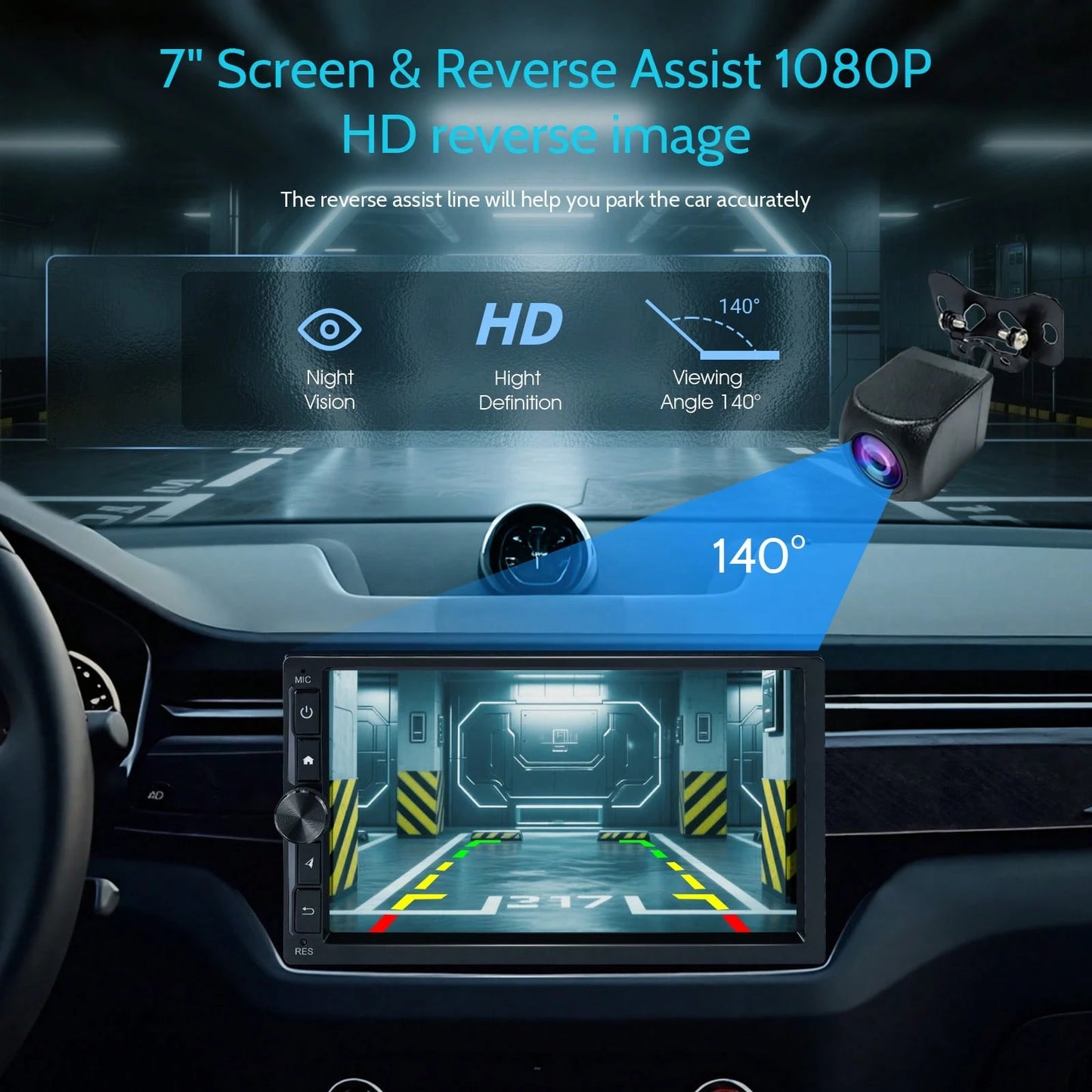 Haudio 2+32GB Android 13 Car Stereo Double 2 Din Carplay Android Auto, 7 Inch Touchscreen Car Radio With GPS Navigation WiFi FM USB SWC Mirror Link Mic MP5 Player+Backup