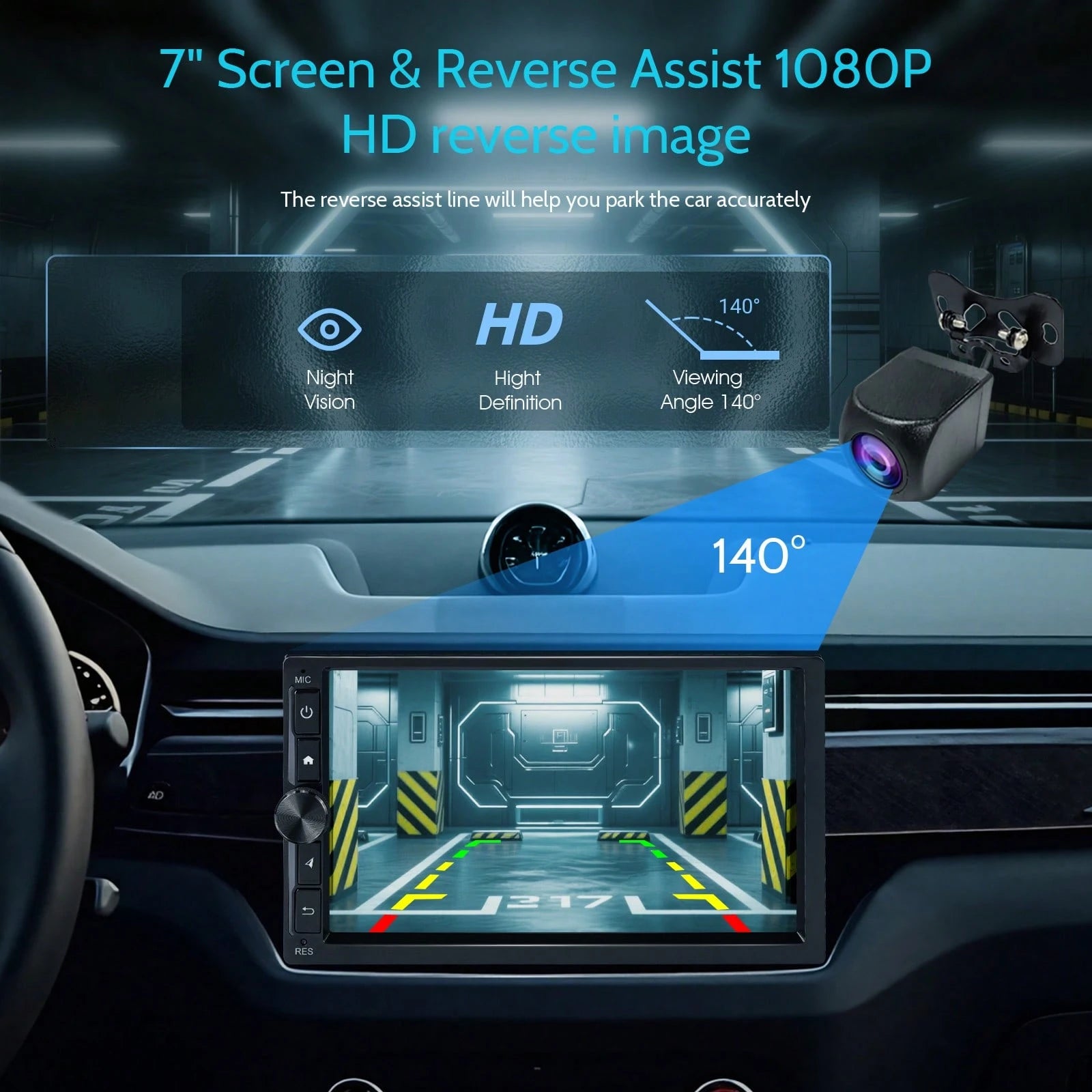 Haudio 2+32GB Android 13 Car Stereo Double 2 Din Carplay Android Auto, 7 Inch Touchscreen Car Radio With GPS Navigation WiFi FM USB SWC Mirror Link Mic MP5 Player+Backup