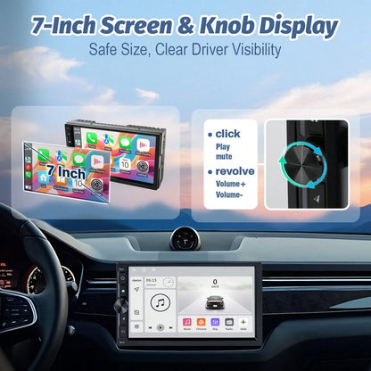 Haudio 2+32GB Android 13 Car Stereo Double 2 Din Carplay Android Auto, 7 Inch Touchscreen Car Radio With GPS Navigation WiFi FM USB SWC Mirror Link Mic MP5 Player+Backup