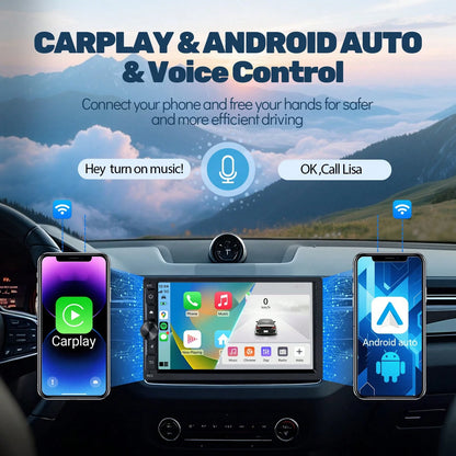 Haudio 2+32GB Android 13 Car Stereo Double 2 Din Carplay Android Auto, 7 Inch Touchscreen Car Radio With GPS Navigation WiFi FM USB SWC Mirror Link Mic MP5 Player+Backup