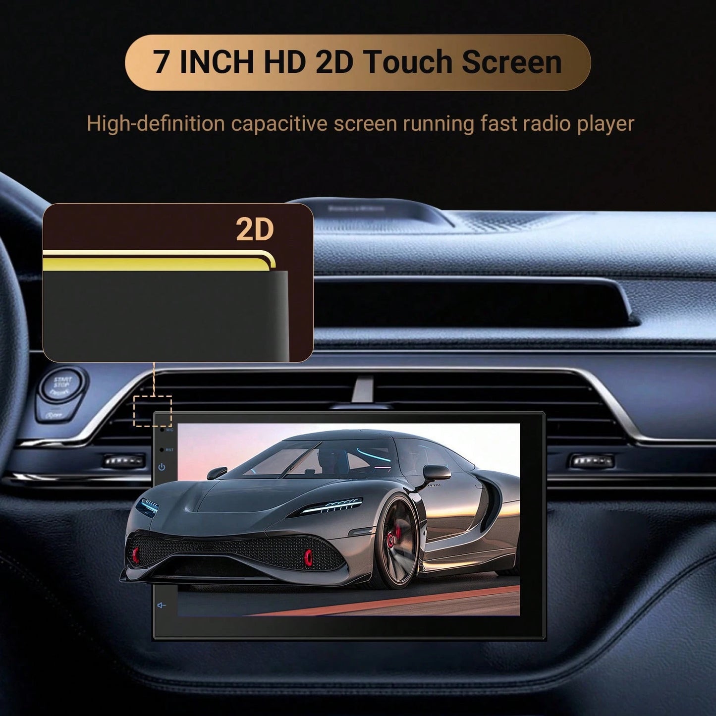 Haudio 2+64GB Android 13 Double Din Car Stereo Wireless Apple Carplay Android Auto 7 Inch Bluetooth Touchscreen Car Radio GPS Navigation HiFi WiFi FM Backup Camera