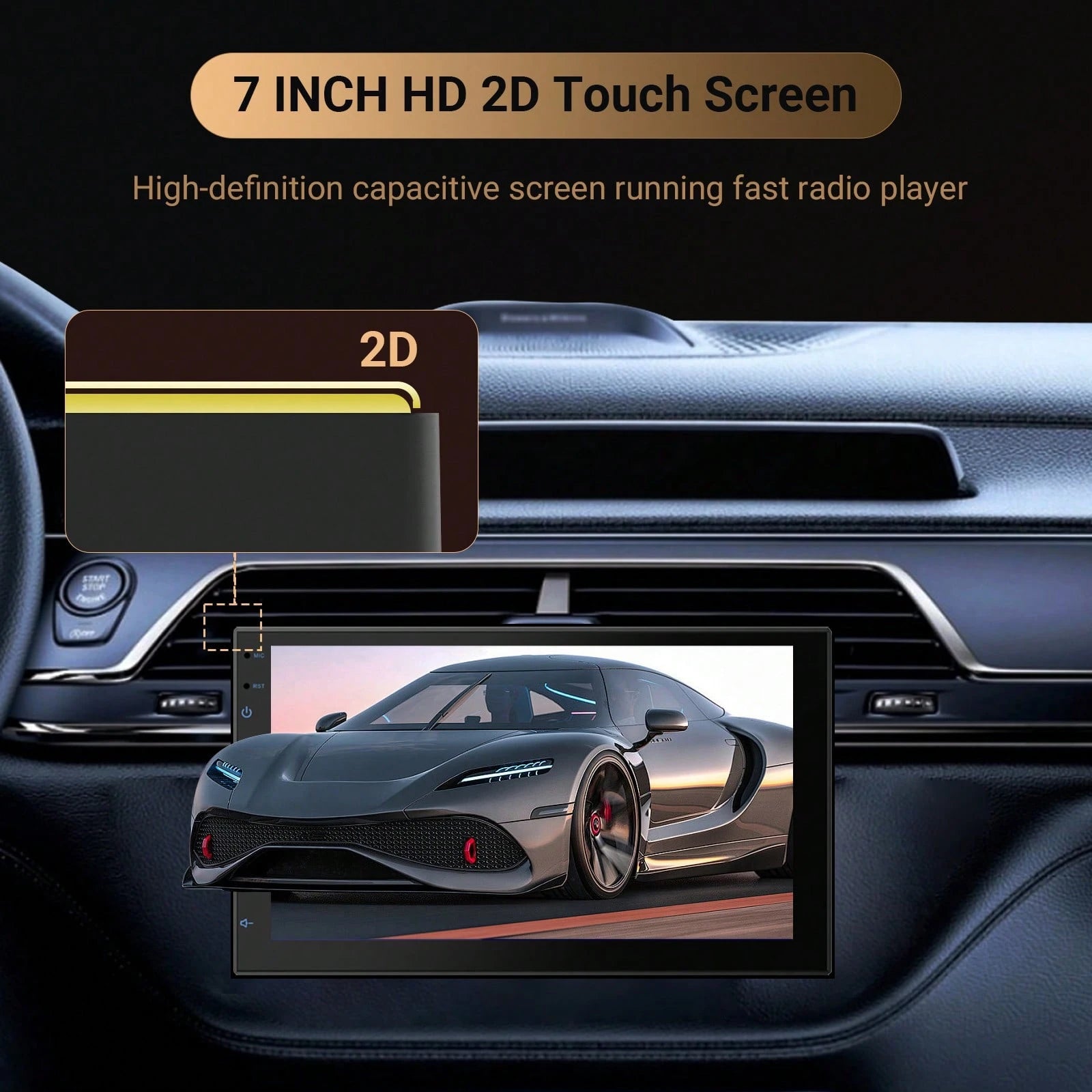 Haudio 2+64GB Android 13 Double Din Car Stereo Wireless Apple Carplay Android Auto 7 Inch Bluetooth Touchscreen Car Radio GPS Navigation HiFi WiFi FM Backup Camera
