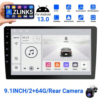 Haudio 9 Inch Wireless Carplay Android Auto Portable Car Stereo, Supports Carplay/Android Auto, With Voice Control, IPS Touch Screen, Mirrored Link Airplay WIFI/FM Synchronization, Supports Reverse Ca