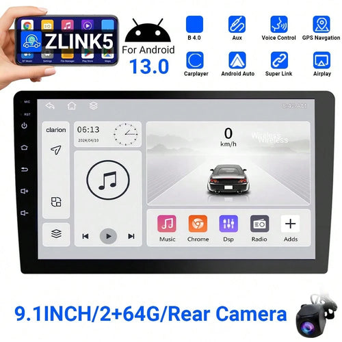 Haudio 9 Inch Wireless Carplay Android Auto Portable Car Stereo, Supports Carplay/Android Auto, With Voice Control, IPS Touch Screen, Mirrored Link Airplay WIFI/FM Synchronization, Supports Reverse Ca