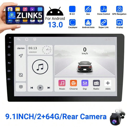 Haudio 9 Inch Wireless Carplay Android Auto Portable Car Stereo, Supports Carplay/Android Auto, With Voice Control, IPS Touch Screen, Mirrored Link Airplay WIFI/FM Synchronization, Supports Reverse Ca