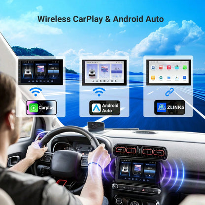 Haudio 9 Inch Wireless Carplay Android Auto Portable Car Stereo, Supports Carplay/Android Auto, With Voice Control, IPS Touch Screen, Mirrored Link Airplay WIFI/FM Synchronization, Supports Reverse Ca