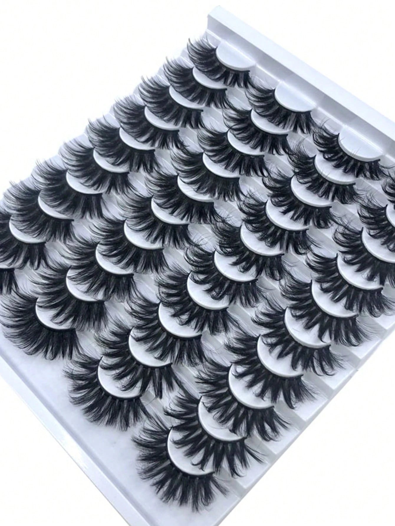 HBZGTLAD 20 Pairs Of Thick And Dense Extended 25mm Soft Natural Mink Eyelashes 3D Curled Edge End Eye Extended False Eyelashes Thick Handmade Natural False Eyelashes Messy Crossed Eyelashes Wholesale