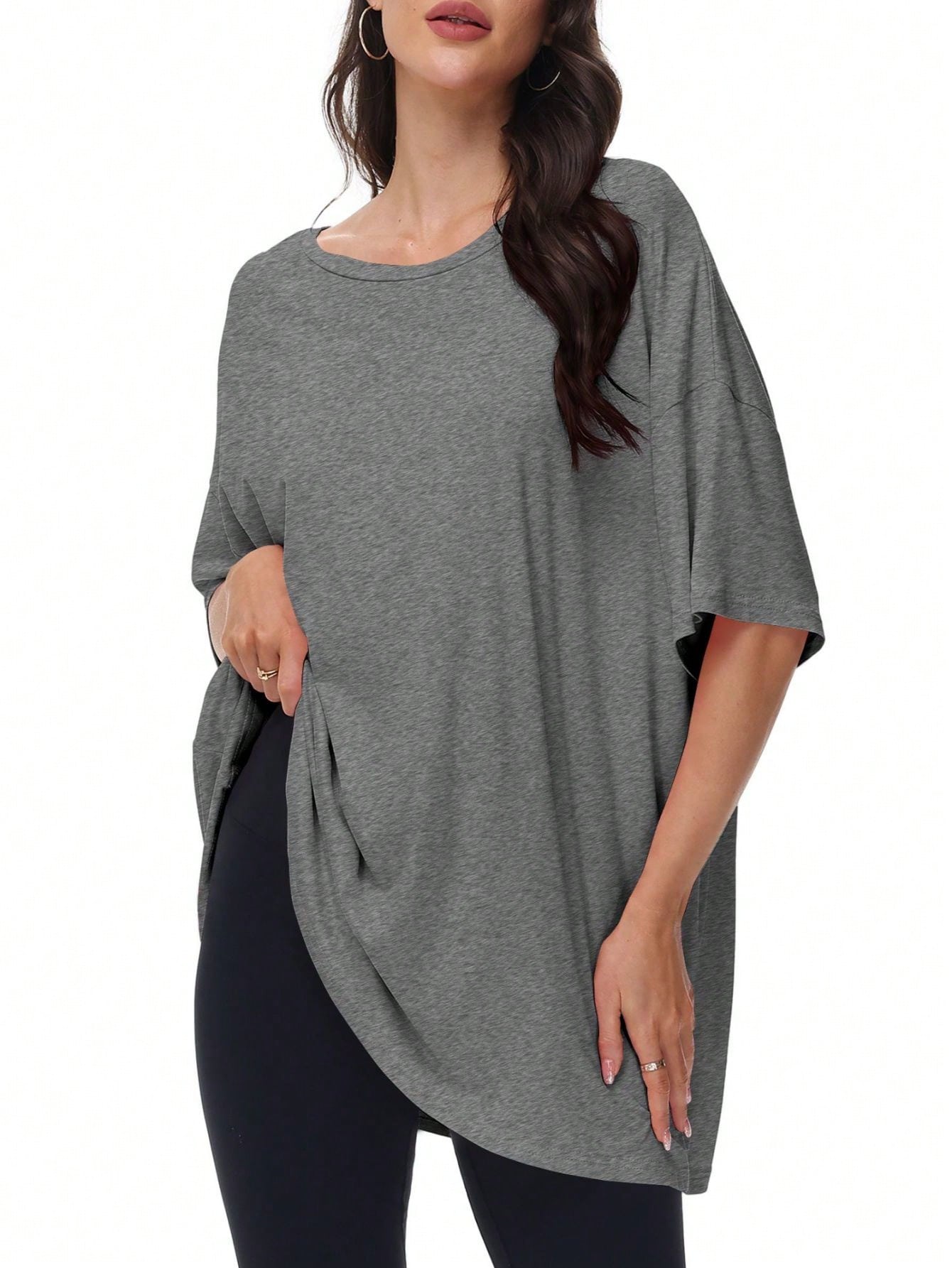 HIGHFINE Women's Loose Short-Sleeved Crewneck Summer Top Loose Casual Shirt Basic T-Shirt