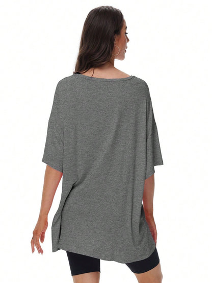 HIGHFINE Women's Loose Short-Sleeved Crewneck Summer Top Loose Casual Shirt Basic T-Shirt