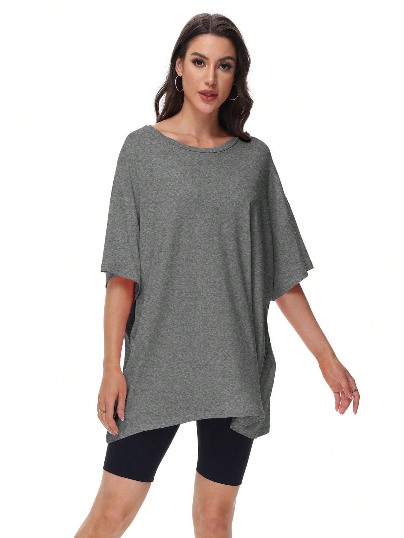 HIGHFINE Women's Loose Short-Sleeved Crewneck Summer Top Loose Casual Shirt Basic T-Shirt