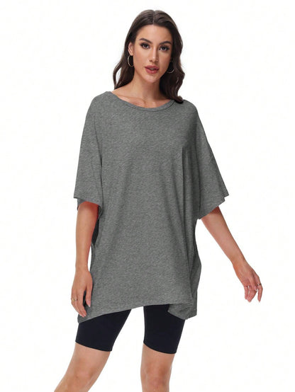 HIGHFINE Women's Loose Short-Sleeved Crewneck Summer Top Loose Casual Shirt Basic T-Shirt