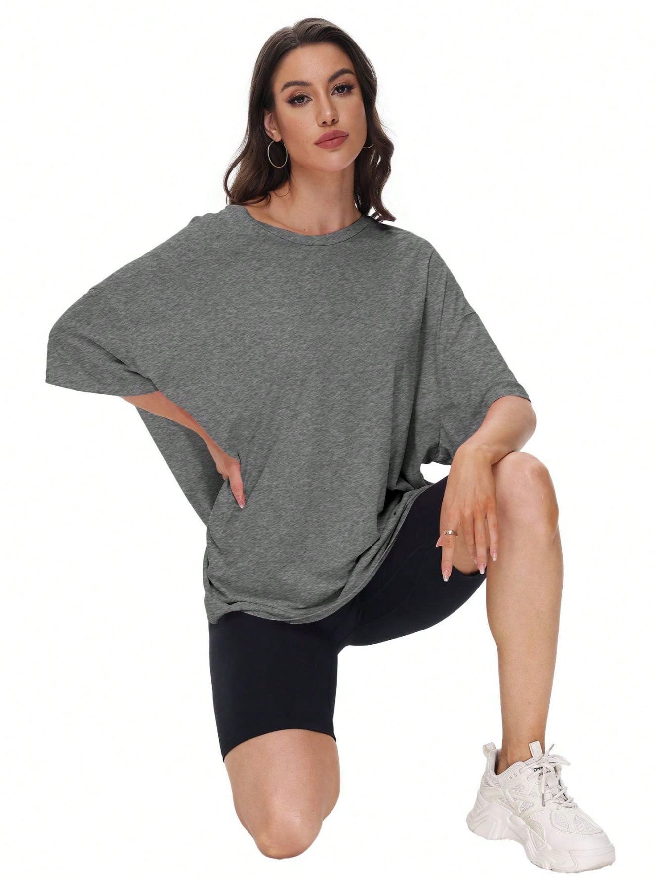 HIGHFINE Women's Loose Short-Sleeved Crewneck Summer Top Loose Casual Shirt Basic T-Shirt