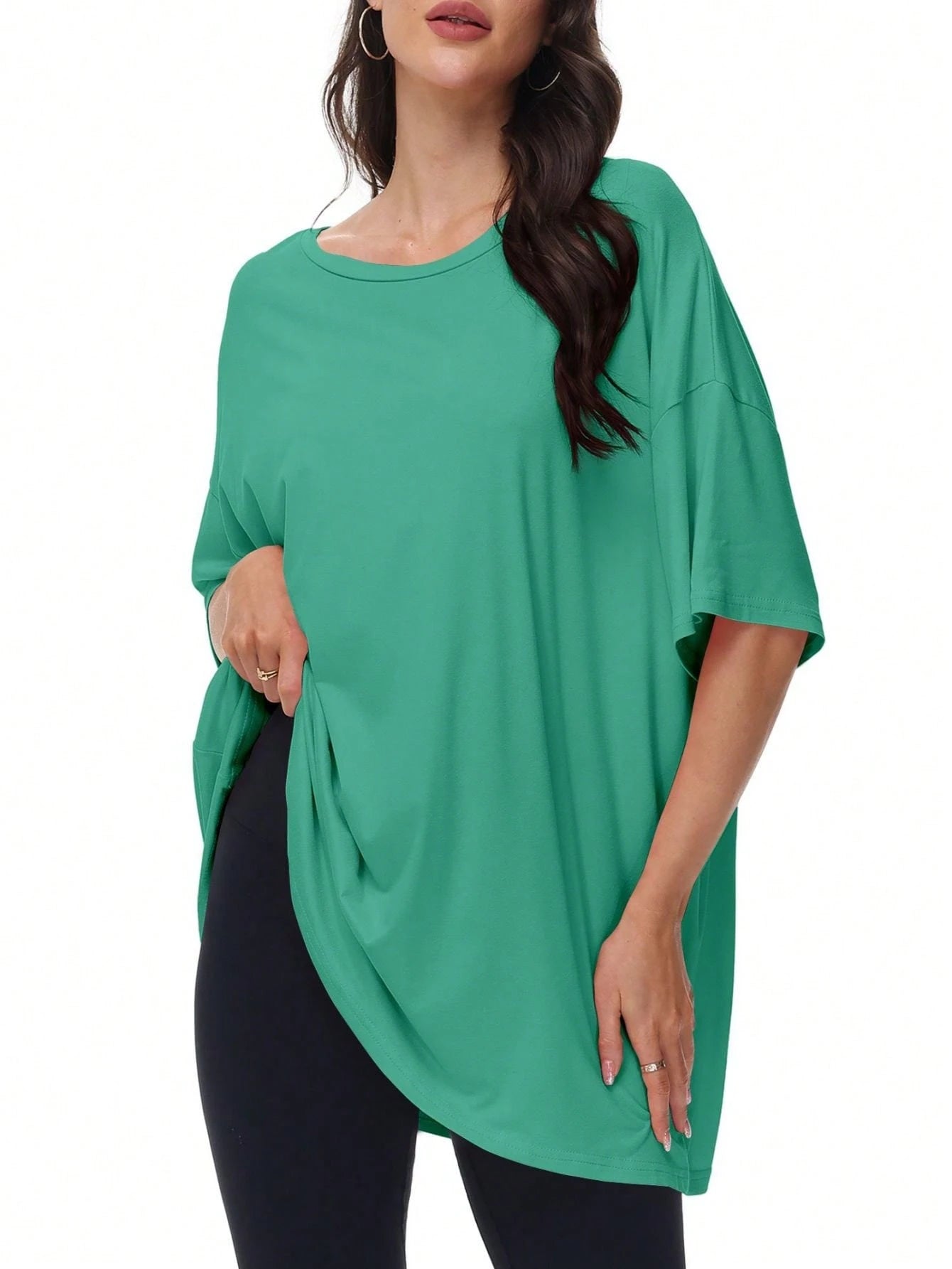 HIGHFINE Women's Loose Short-Sleeved Crewneck Summer Top Loose Casual Shirt Basic T-Shirt