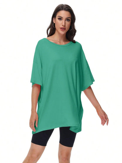 HIGHFINE Women's Loose Short-Sleeved Crewneck Summer Top Loose Casual Shirt Basic T-Shirt