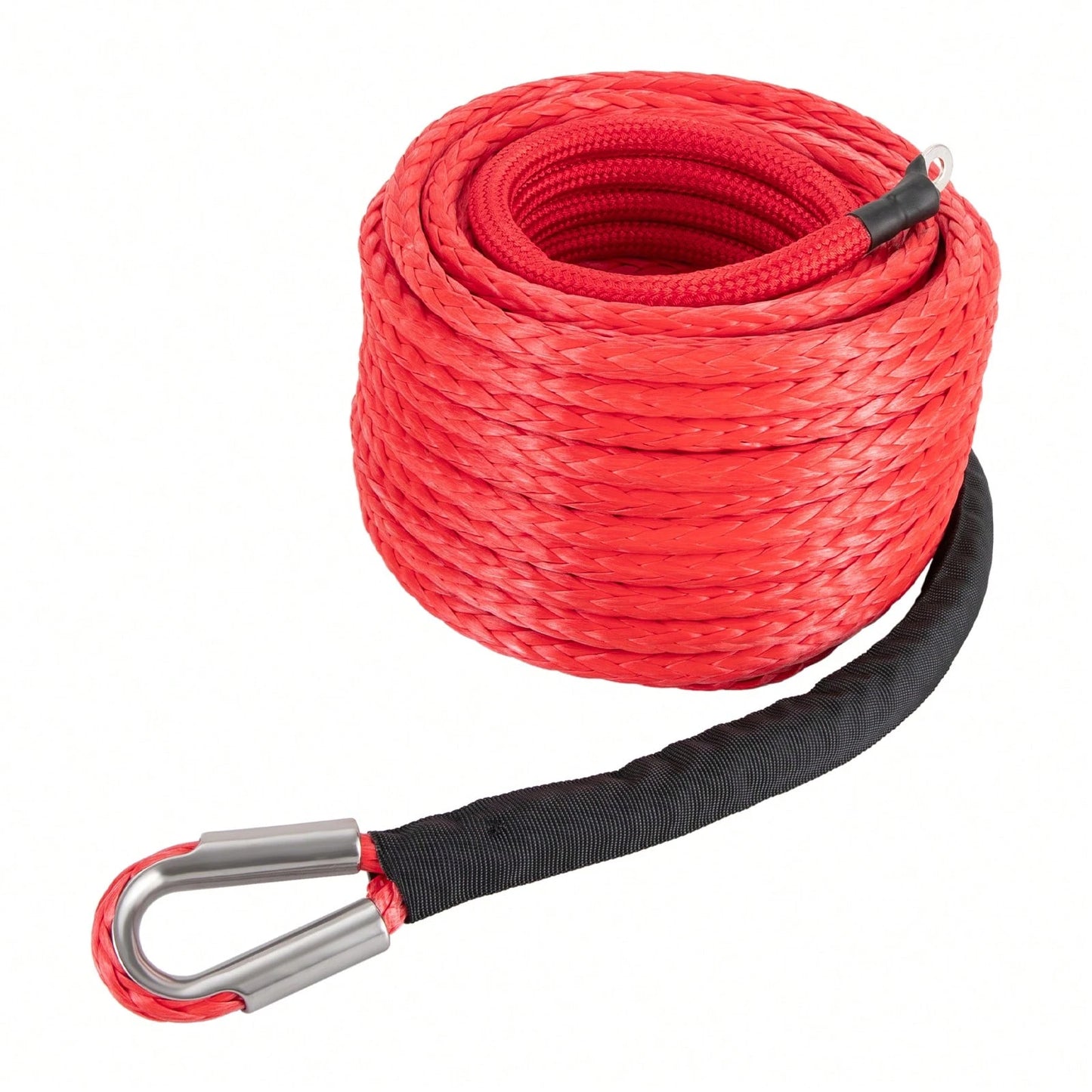 HOHOBLA (Red 1/2" X 85ft) Synthetic Winch Rope Kit, 31500lbs Winch Cable Replace Kit, W/Forged Winch Hook & Safety Pull Strap, Car Tow Recovery Cable For 4wd Off-Road Vehicle Truck SUV ATV Utv