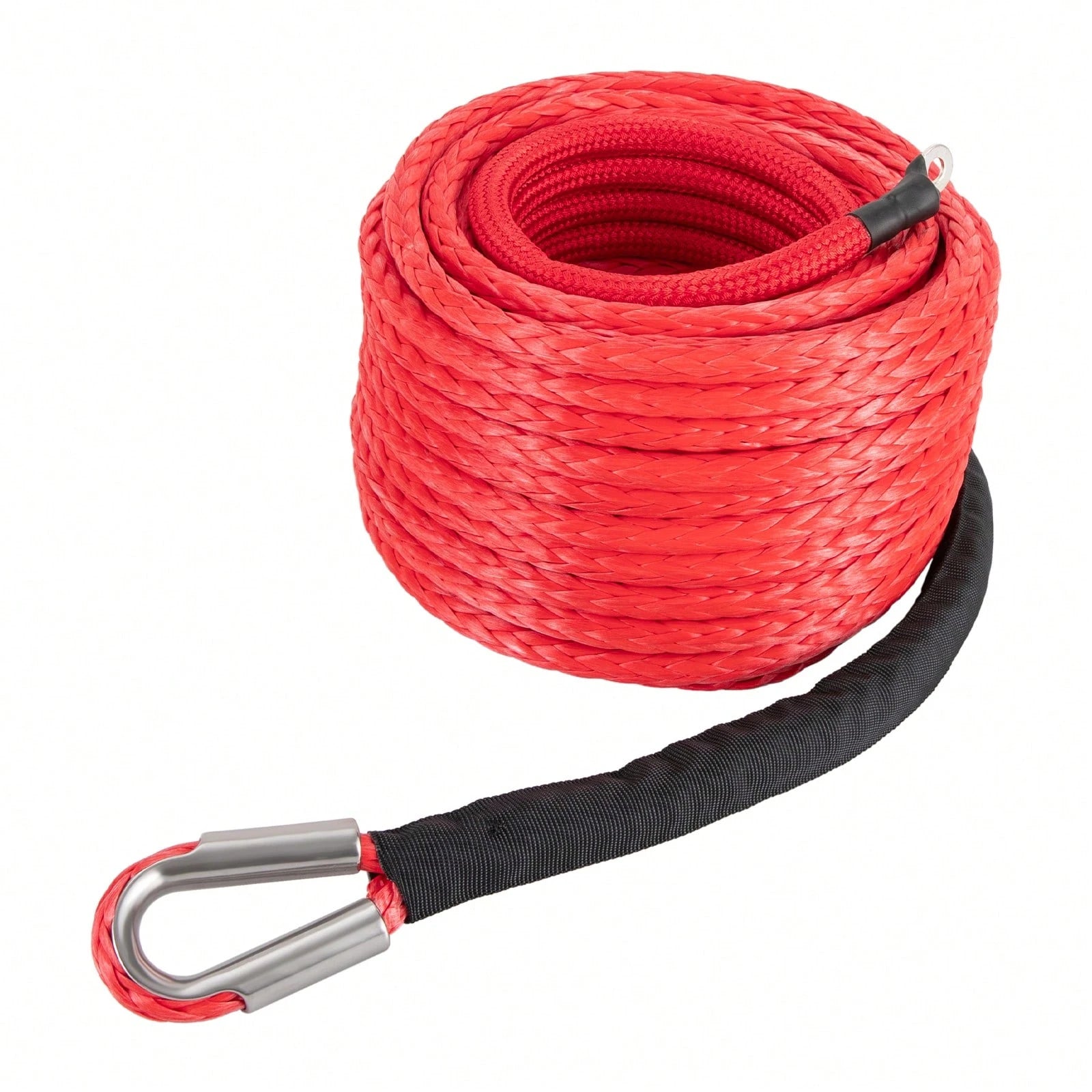 HOHOBLA (Red 1/2" X 85ft) Synthetic Winch Rope Kit, 31500lbs Winch Cable Replace Kit, W/Forged Winch Hook & Safety Pull Strap, Car Tow Recovery Cable For 4wd Off-Road Vehicle Truck SUV ATV Utv