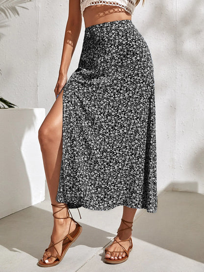 Holidaya Ditsy Floral Split Thigh Skirt Maxi Vacation Beach Outfits Women