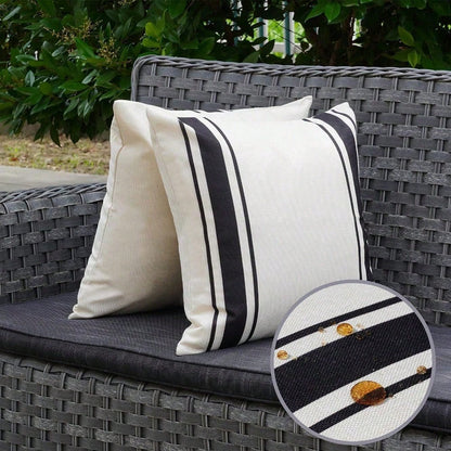 HOMPOOLL 2-Piece Outdoor Waterproof Pillowcase, 12x20 Inches/18x18 Inches, Two-Tone Striped Design, Suitable For Patio Furniture, Living Room, And Bedroom Home Décor.
