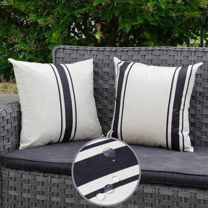HOMPOOLL 2-Piece Outdoor Waterproof Pillowcase, 12x20 Inches/18x18 Inches, Two-Tone Striped Design, Suitable For Patio Furniture, Living Room, And Bedroom Home Décor.