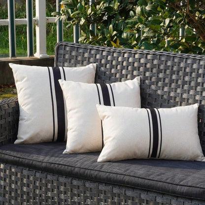 HOMPOOLL 2-Piece Outdoor Waterproof Pillowcase, 12x20 Inches/18x18 Inches, Two-Tone Striped Design, Suitable For Patio Furniture, Living Room, And Bedroom Home Décor.