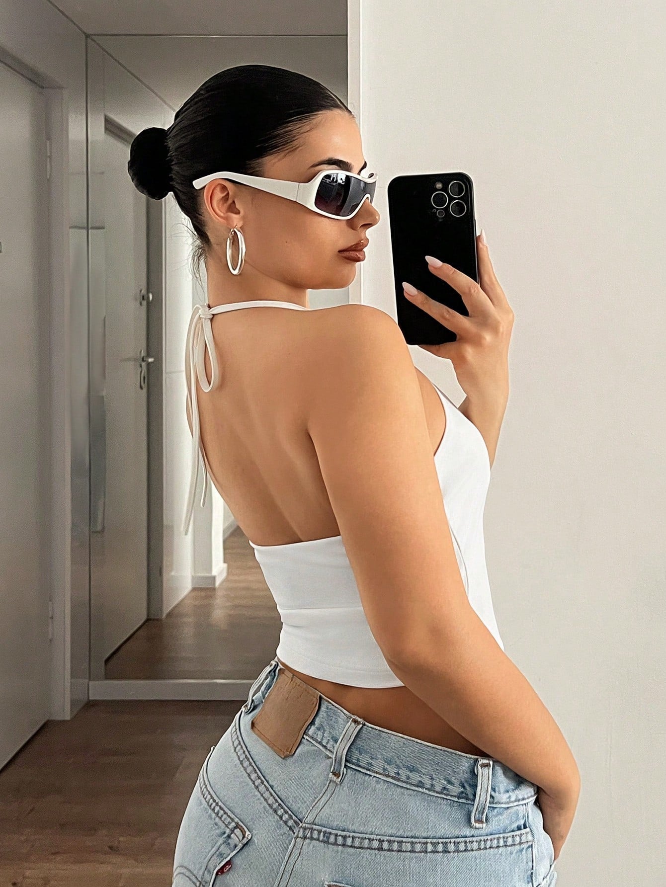 ICON Elegant Black Halter Neck Tank Top Halter Top,Sexy Top