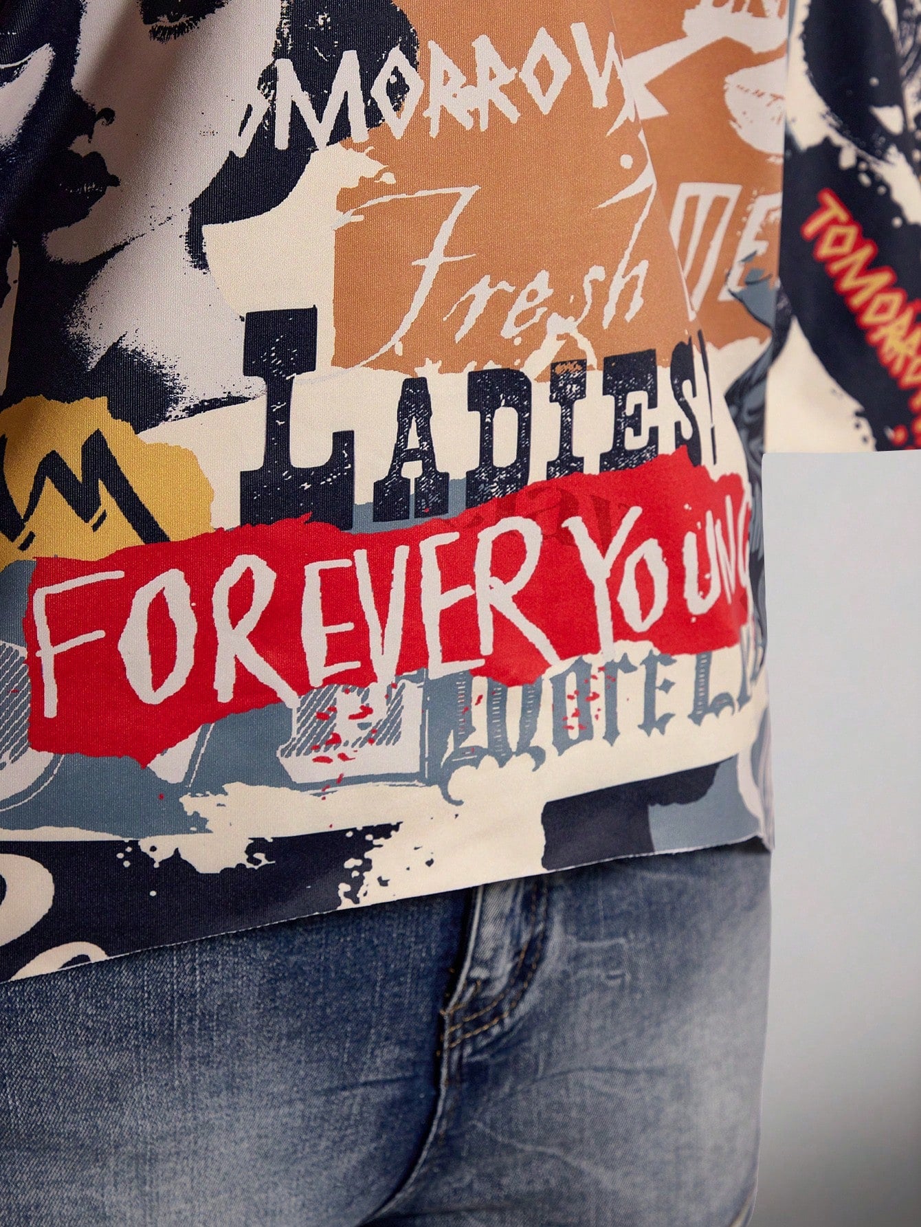 ICON Plus Size Summer Fashion Asymmetric Neck T-Shirt With Graphic & Letter Print