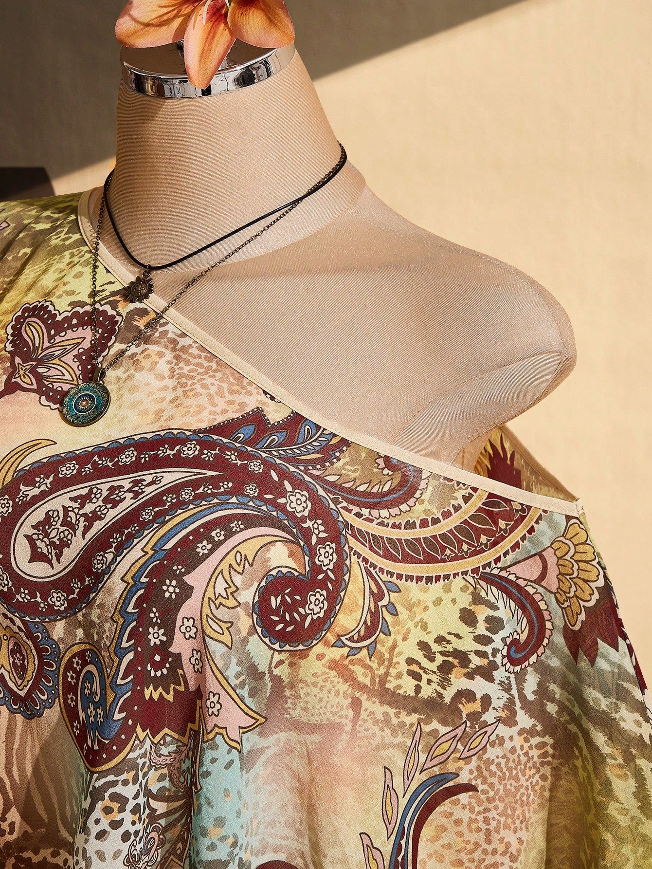 ICON Plus Size Women's Asymmetric Shoulder All-Over Print Casual 1950s Vintage 90s 1920s Versatile Daily Outing Top Vacation Beige Summer