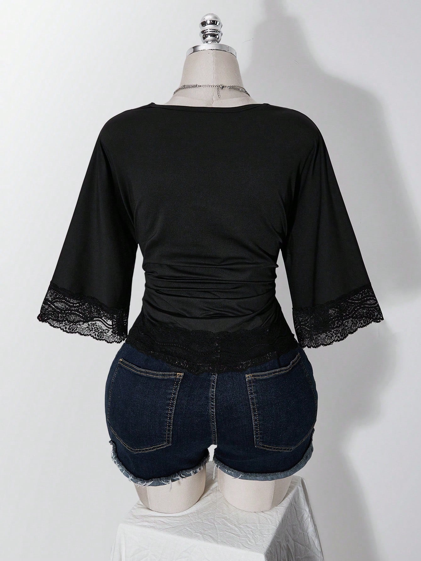 ICON Women's Plus Size Retro Sexy Millennial Style Y2K Simple Casual Elegant Commuter Urban Modern Lace P Date Night Black Summer