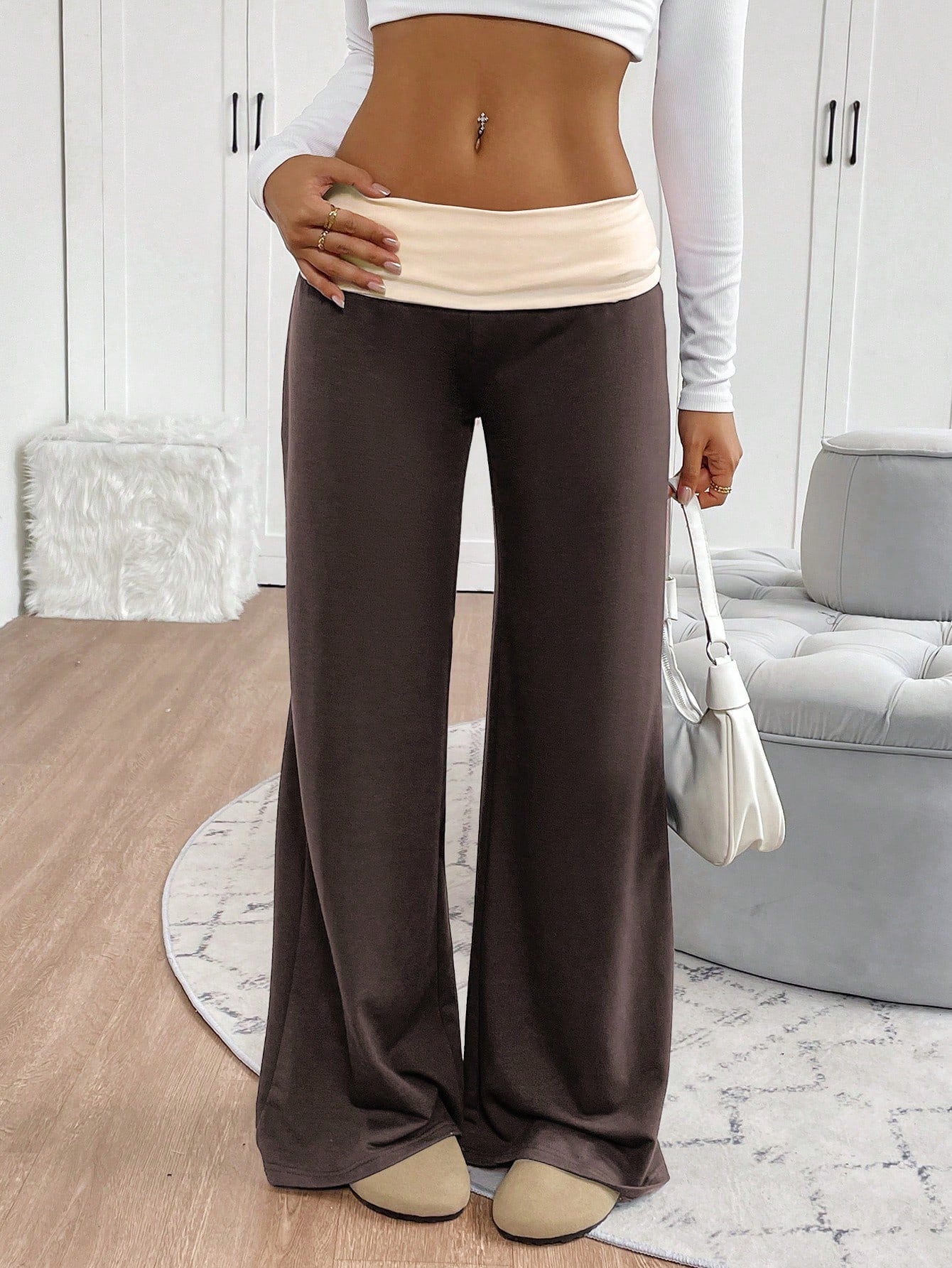 INAWLY Women's Casual Loose Fit Contrast Color Wide Leg Sweatpants Graduation,Back To School,Graduation,Teacher,Back To School Fall