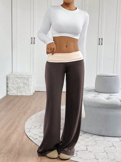 INAWLY Women's Casual Loose Fit Contrast Color Wide Leg Sweatpants Graduation,Back To School,Graduation,Teacher,Back To School Fall