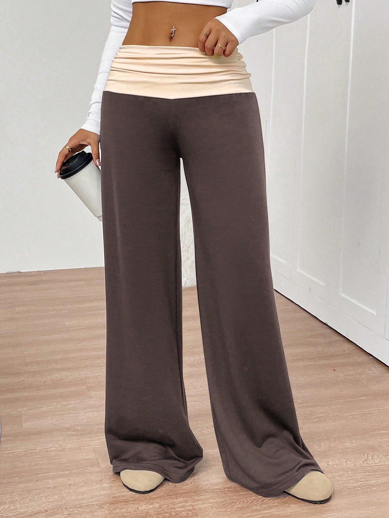 INAWLY Women's Casual Loose Fit Contrast Color Wide Leg Sweatpants Graduation,Back To School,Graduation,Teacher,Back To School Fall