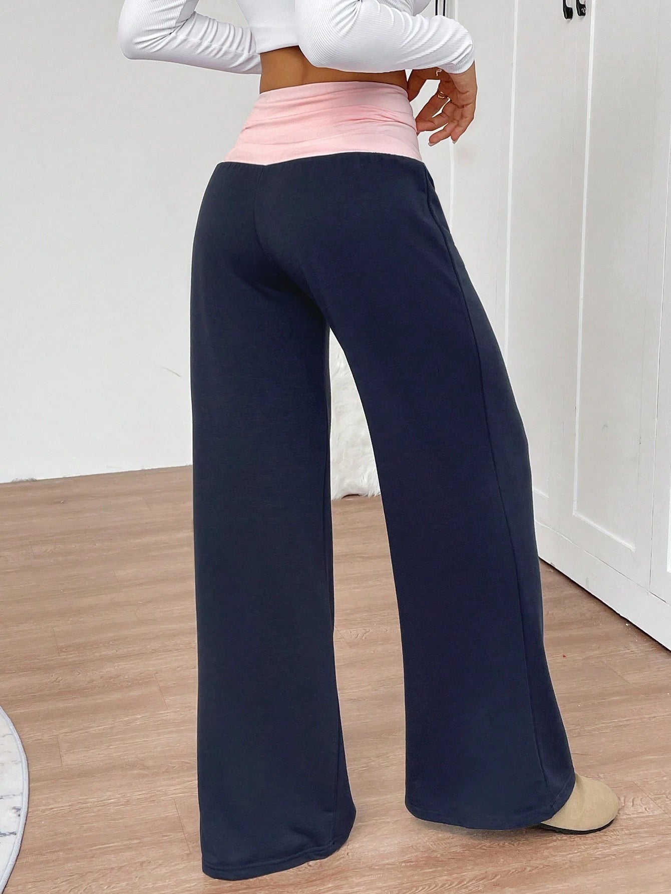 INAWLY Women's Casual Loose Fit Contrast Color Wide Leg Sweatpants Graduation,Back To School,Graduation,Teacher,Back To School Fall