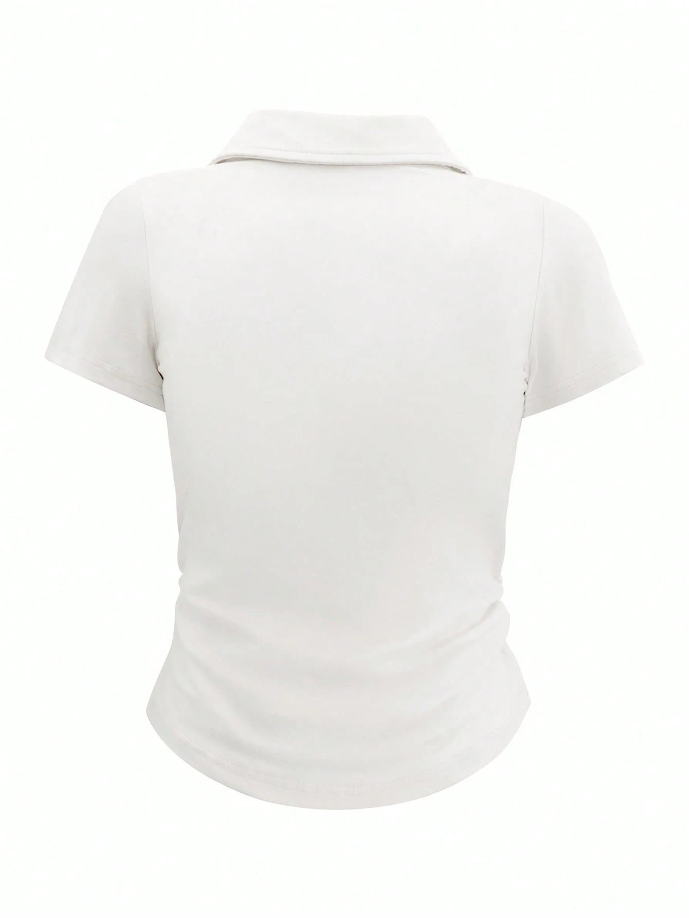 INAWLY Women's Collared Short Sleeve Bow Detail Casual Simple T-Shirt