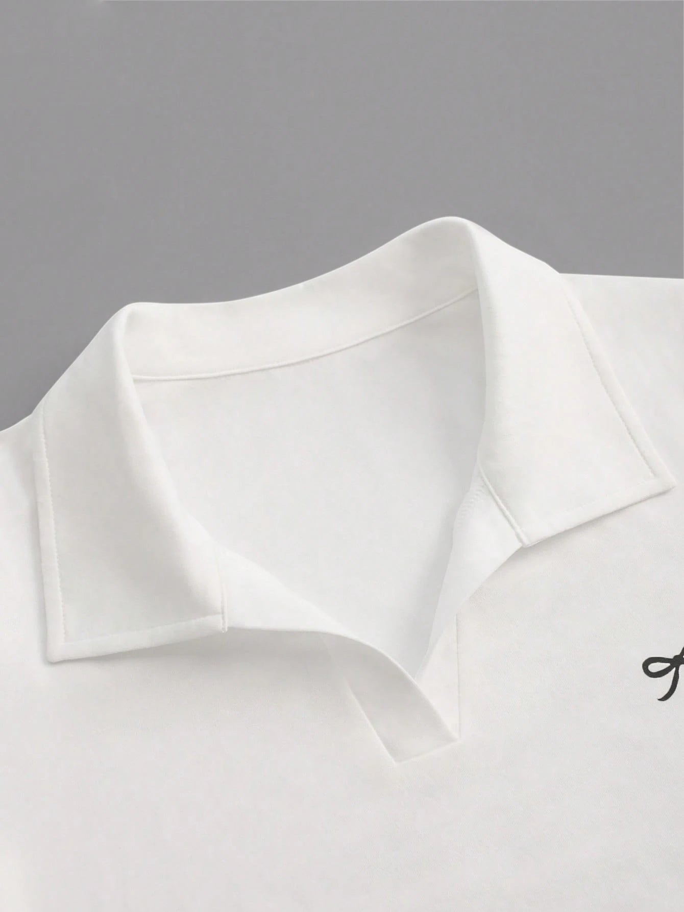 INAWLY Women's Collared Short Sleeve Bow Detail Casual Simple T-Shirt