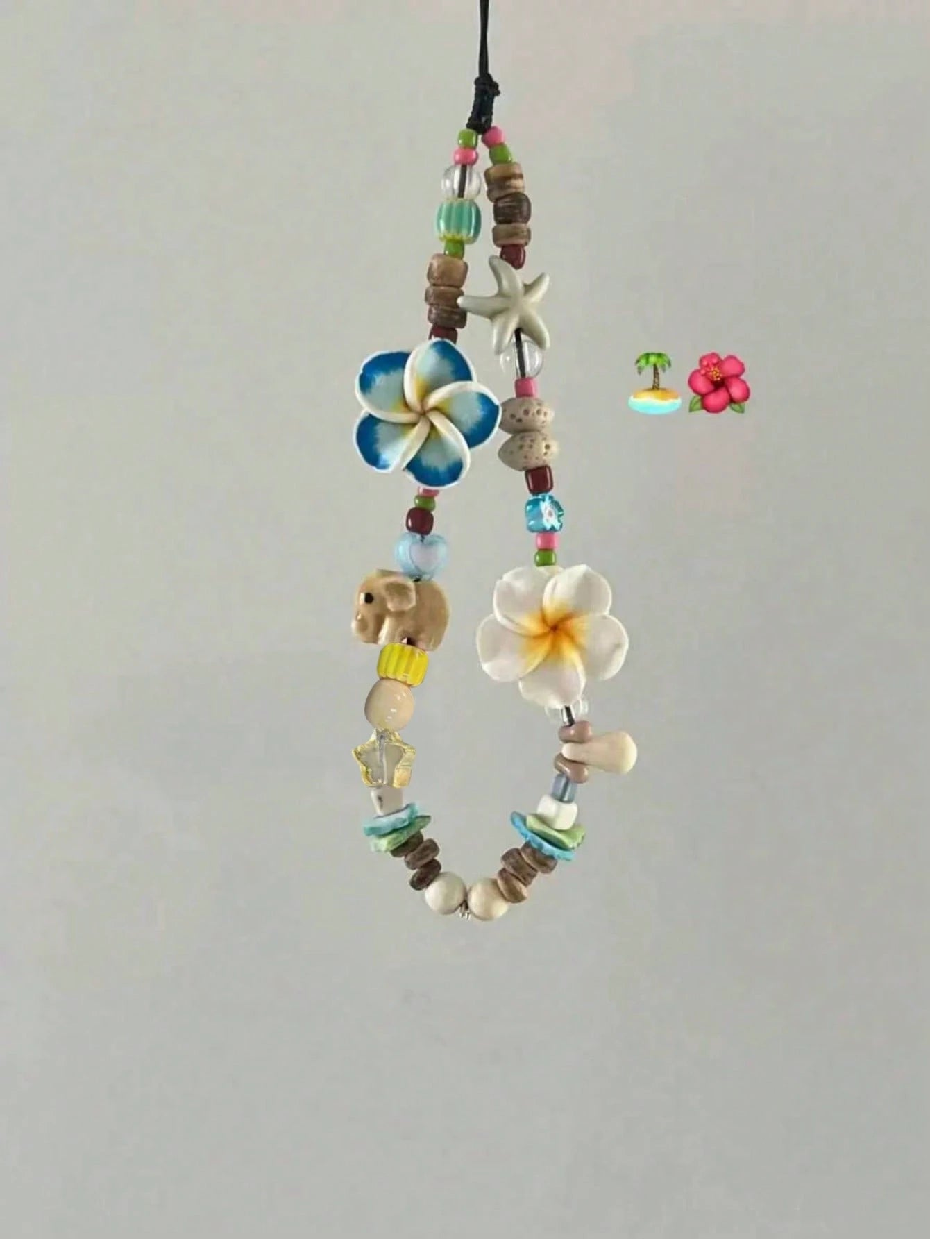Ins Style Island Sweetheart Phone Lanyard, Camera Beaded Strap, Random Color Beads