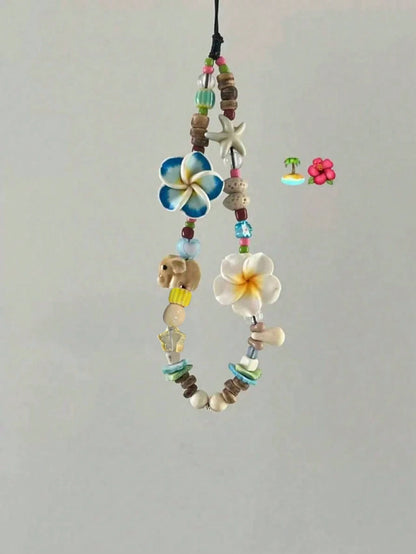 Ins Style Island Sweetheart Phone Lanyard, Camera Beaded Strap, Random Color Beads