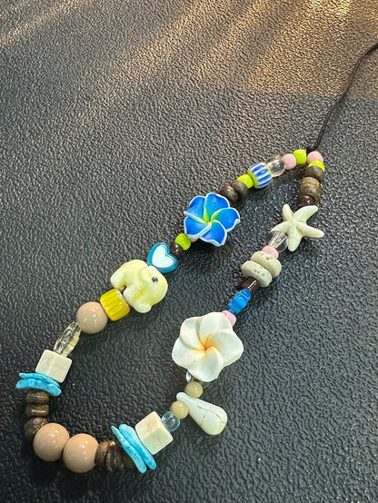 Ins Style Island Sweetheart Phone Lanyard, Camera Beaded Strap, Random Color Beads
