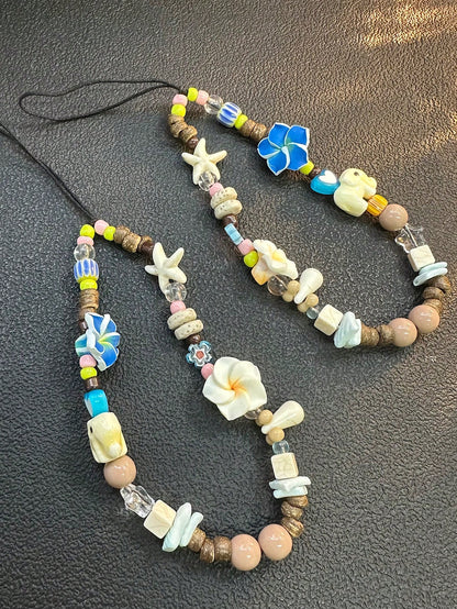 Ins Style Island Sweetheart Phone Lanyard, Camera Beaded Strap, Random Color Beads
