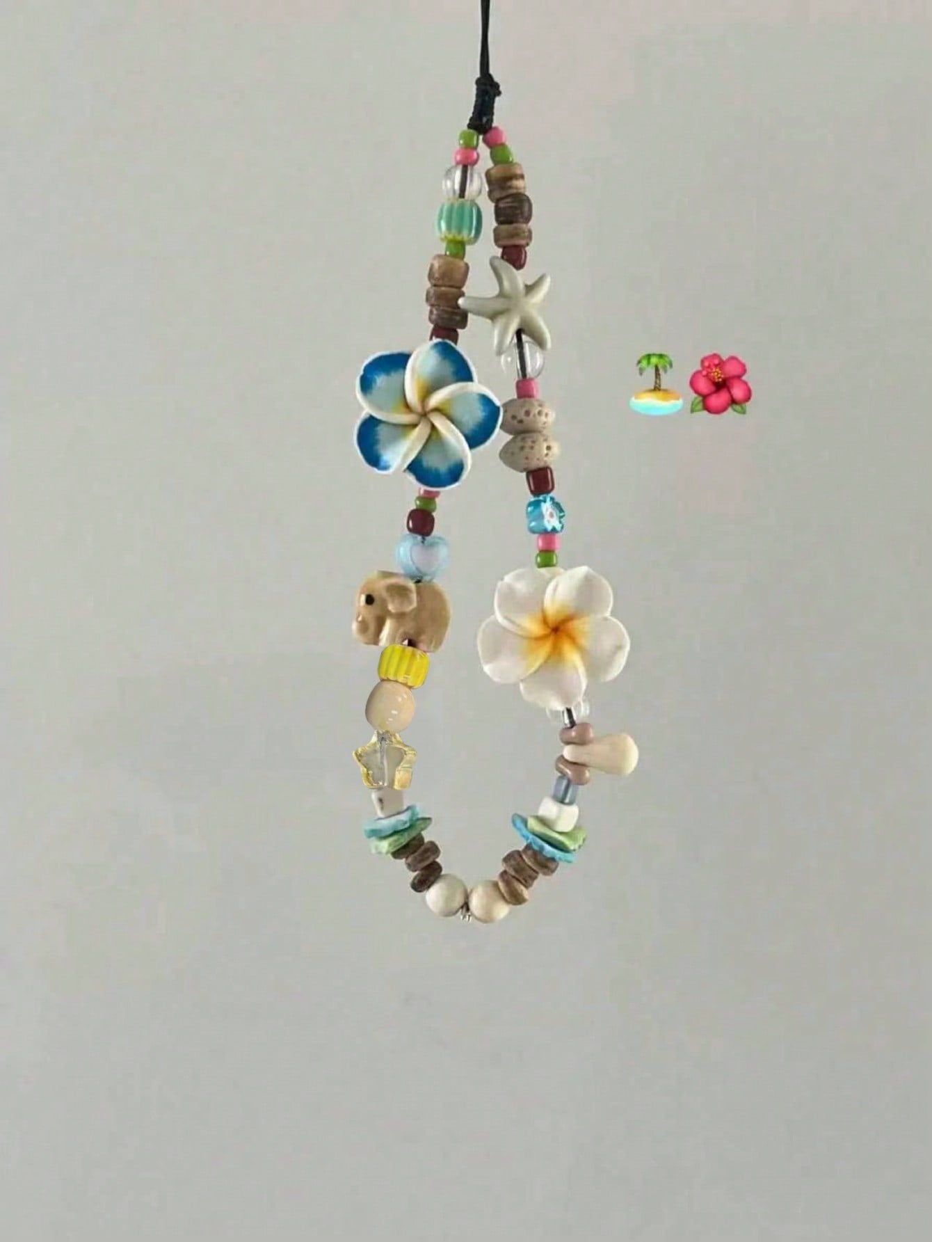 Ins Style Island Sweetheart Phone Lanyard, Camera Beaded Strap, Random Color Beads