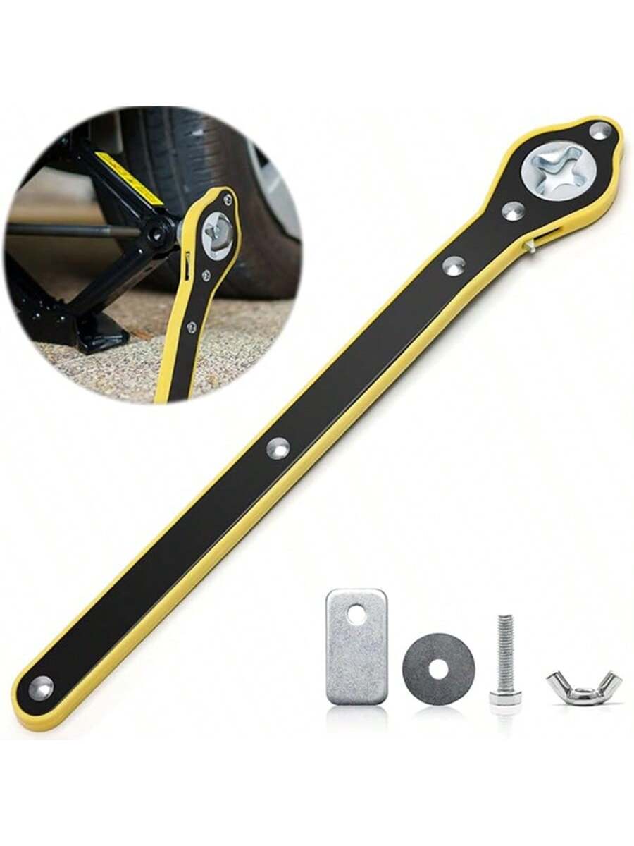 Jack Ratchet Wrench, Auto Labor-Saving Lug Wrench For Scissor Jack, Forward And Reversal Knob Design