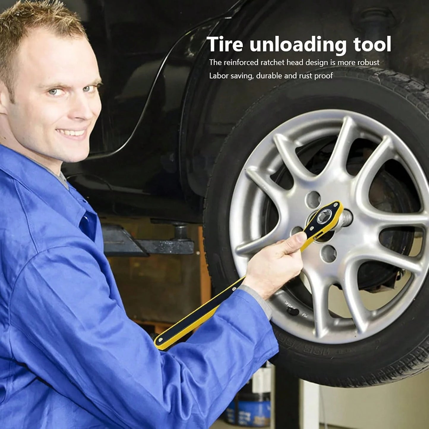 Jack Ratchet Wrench, Auto Labor-Saving Lug Wrench For Scissor Jack, Forward And Reversal Knob Design