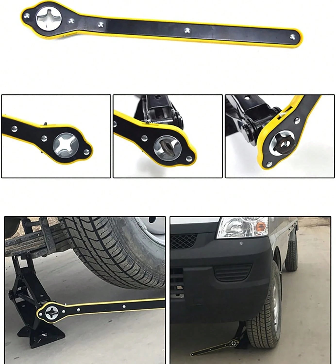 Jack Ratchet Wrench, Auto Labor-Saving Lug Wrench For Scissor Jack, Forward And Reversal Knob Design