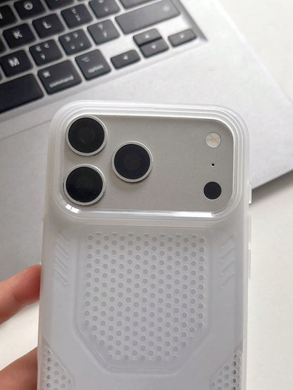 Jelly Color Translucent Heat Dissipation Phone Case Hollow Mesh Breathable Back Plate High Temperature Weather Specialized Phone Case Compatible With Apple 17 16 15 14 13 12 11 Pro Max Series Shockpro