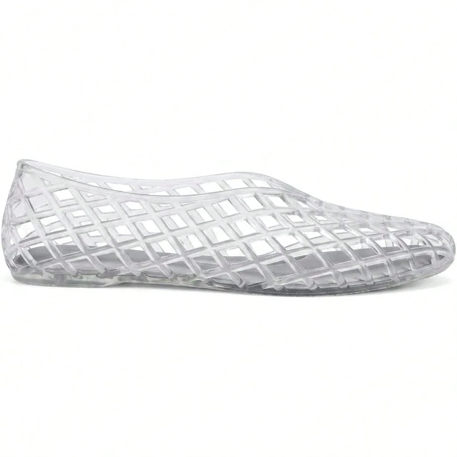 Jelly Shoes Women Casual Slip On Mesh Ballet Flats Comfortable Jelly Sandals For Women Beige Hollow Breathable Summer Sandals