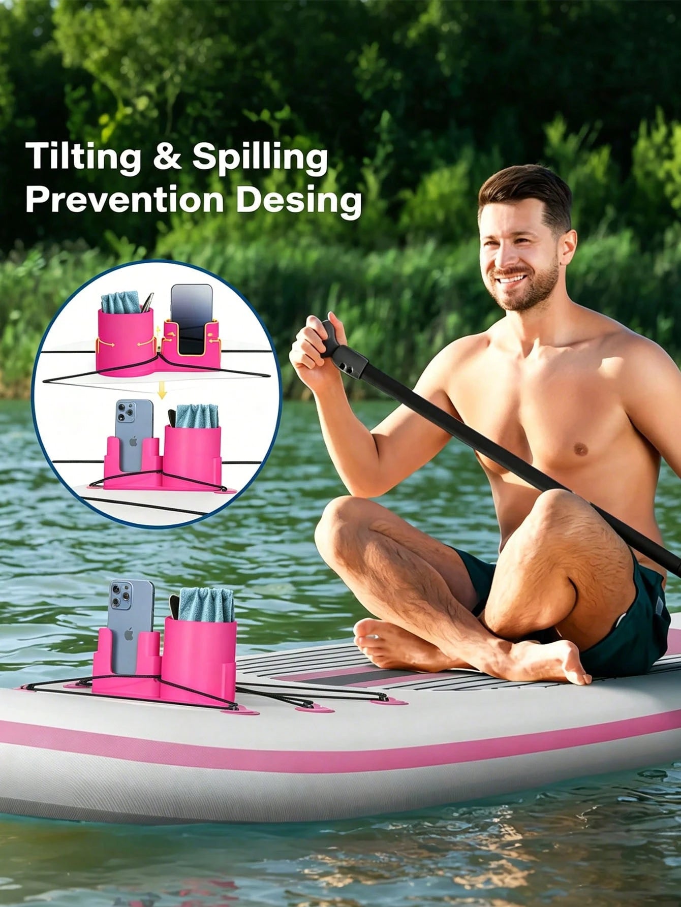 Kayak & Paddle Board Drink And Phone Holder, Lanyard Secured Drink & Phone Holder 1pc