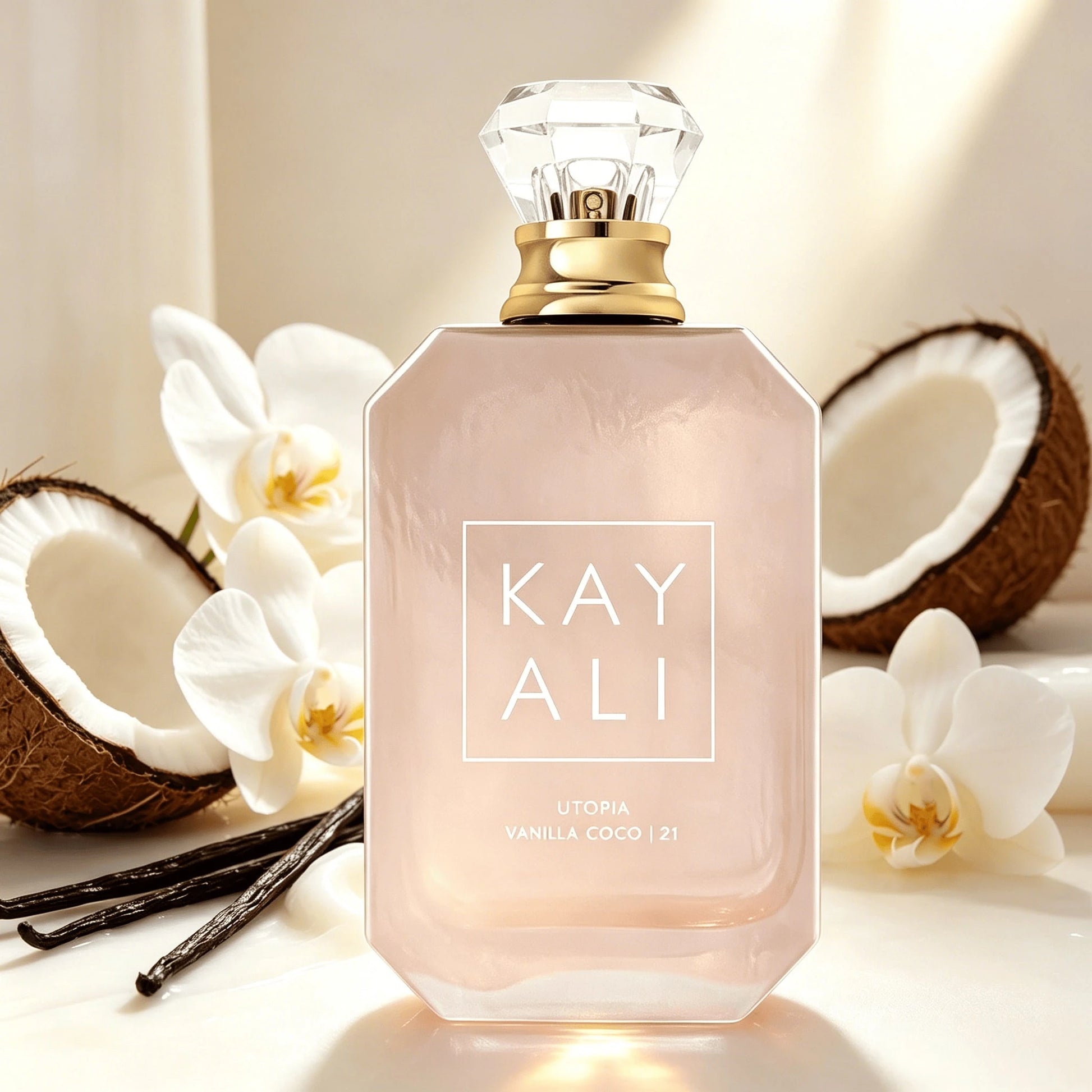 KAYALI 21 Utopia Vanilla Coco 21 Eau De Parfum For Women Long Lasting Coconut Vanilla Perfume,Pear, Jasmine,Sandalwood & Tropical Warm Fragrance Spray, 3.4 Oz/100ml Bright Citrus With Tropical Fruit